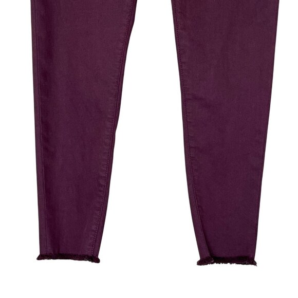 Caslon Burgundy Wine Skinny Jeans Size 29 Ankle Raw Hem Stretch Denim - Picture 6 of 12